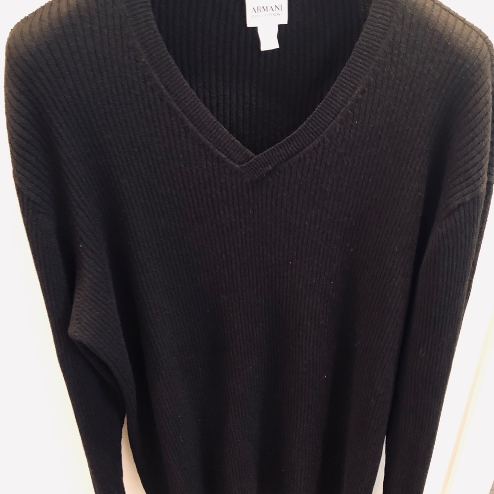Armani Collezioni Knitwear V-neck Black Sweater